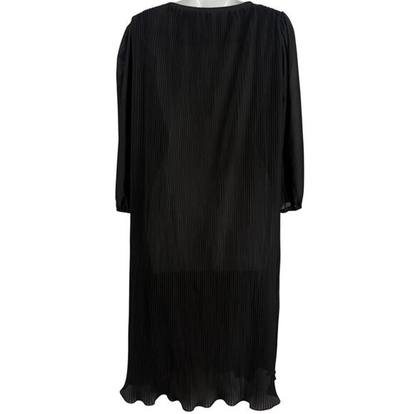 Lady Blair Pleated Ruffle Vintage USA Made Midi High Neck Sheer Chiffon Dress 14 - Picture 14 of 16